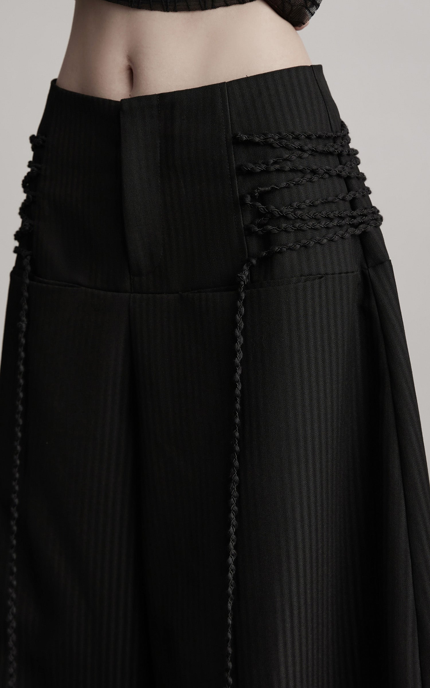 DOINDULGE Wide Leg Trousers with Braided Detail