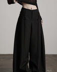 DOINDULGE Wide Leg Trousers with Braided Detail