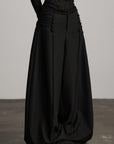 DOINDULGE Wide Leg Trousers with Braided Detail