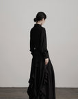 DOINDULGE Deconstructed Panel Shirt with Sheer Back and Embroidered Trims