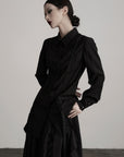 DOINDULGE Deconstructed Panel Shirt with Sheer Back and Embroidered Trims