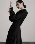 DOINDULGE Deconstructed Panel Shirt with Sheer Back and Embroidered Trims