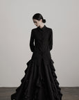 DOINDULGE Deconstructed Panel Shirt with Sheer Back and Embroidered Trims