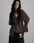 DOINDULGE Draped Sleeve Top with Layered Neckline