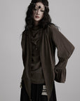 DOINDULGE Draped Sleeve Top with Layered Neckline