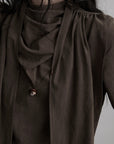 DOINDULGE Draped Sleeve Top with Layered Neckline