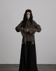 DOINDULGE Draped Sleeve Top with Layered Neckline