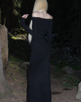 Rase le sol Off-Shoulder Fitted Knit Evening Dress