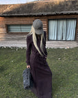 Rase le sol Zip Collar Sweat Jacket and Paneled Maxi Skirt Set