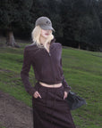 Rase le sol Zip Collar Sweat Jacket and Paneled Maxi Skirt Set