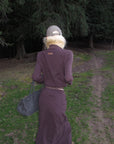 Rase le sol Zip Collar Sweat Jacket and Paneled Maxi Skirt Set