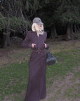 Rase le sol Zip Collar Sweat Jacket and Paneled Maxi Skirt Set