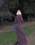 Rase le sol Zip Collar Sweat Jacket and Paneled Maxi Skirt Set