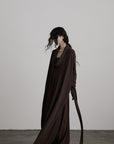 DOINDULGE Draped Knit Maxi Dress with Cowl Neck and Natural Button Detail