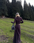 Rase le sol Zip Collar Sweat Jacket and Paneled Maxi Skirt Set
