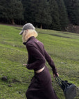 Rase le sol Zip Collar Sweat Jacket and Paneled Maxi Skirt Set