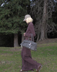 Rase le sol Zip Collar Sweat Jacket and Paneled Maxi Skirt Set