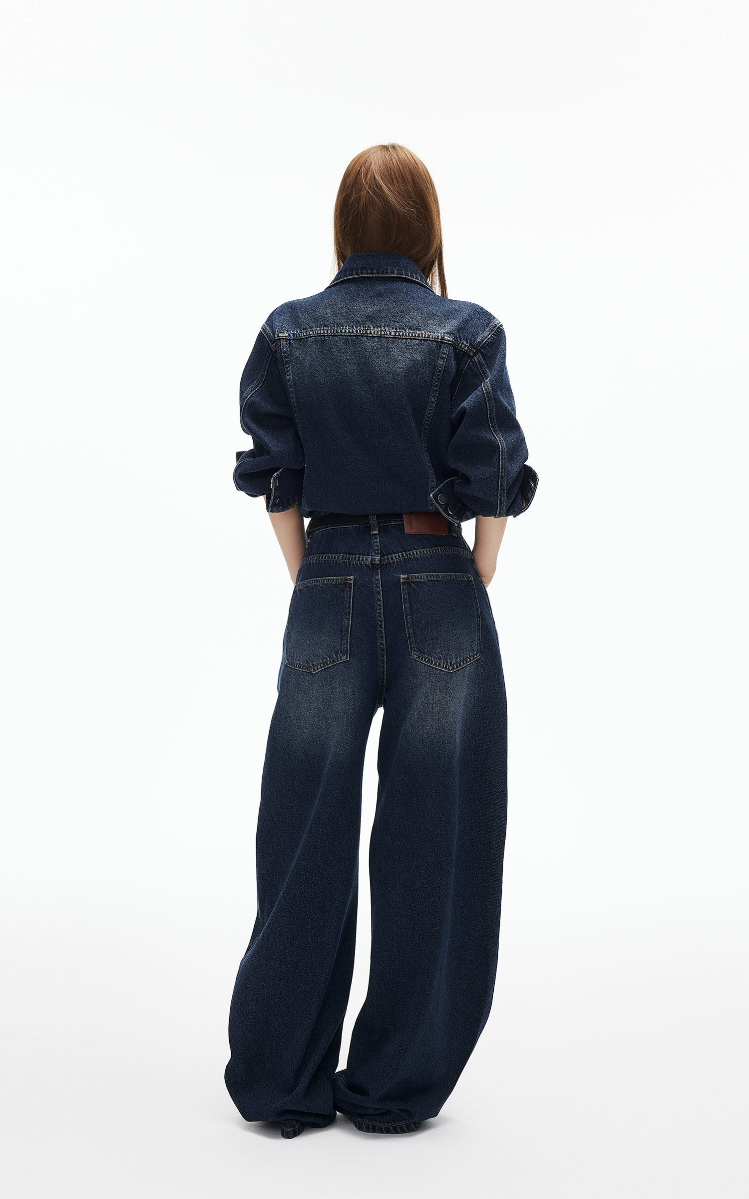 IAMXIAA Dark Wash Denim Jumpsuit Vintage Utility Style