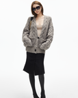 IAMXIAA Cable Knit Button Cardigan Relaxed Fit