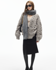 IAMXIAA Cable Knit Button Cardigan Relaxed Fit