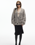 IAMXIAA Cable Knit Button Cardigan Relaxed Fit
