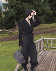 Rase le sol Structured Hooded Blazer and Wide Leg Trouser Set
