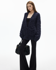 IAMXIAA Cable Knit Button Cardigan Relaxed Fit