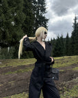 Rase le sol Structured Hooded Blazer and Wide Leg Trouser Set