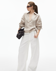 IAMXIAA Wide Leg Structured Denim Pants