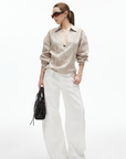 IAMXIAA Wide Leg Structured Denim Pants