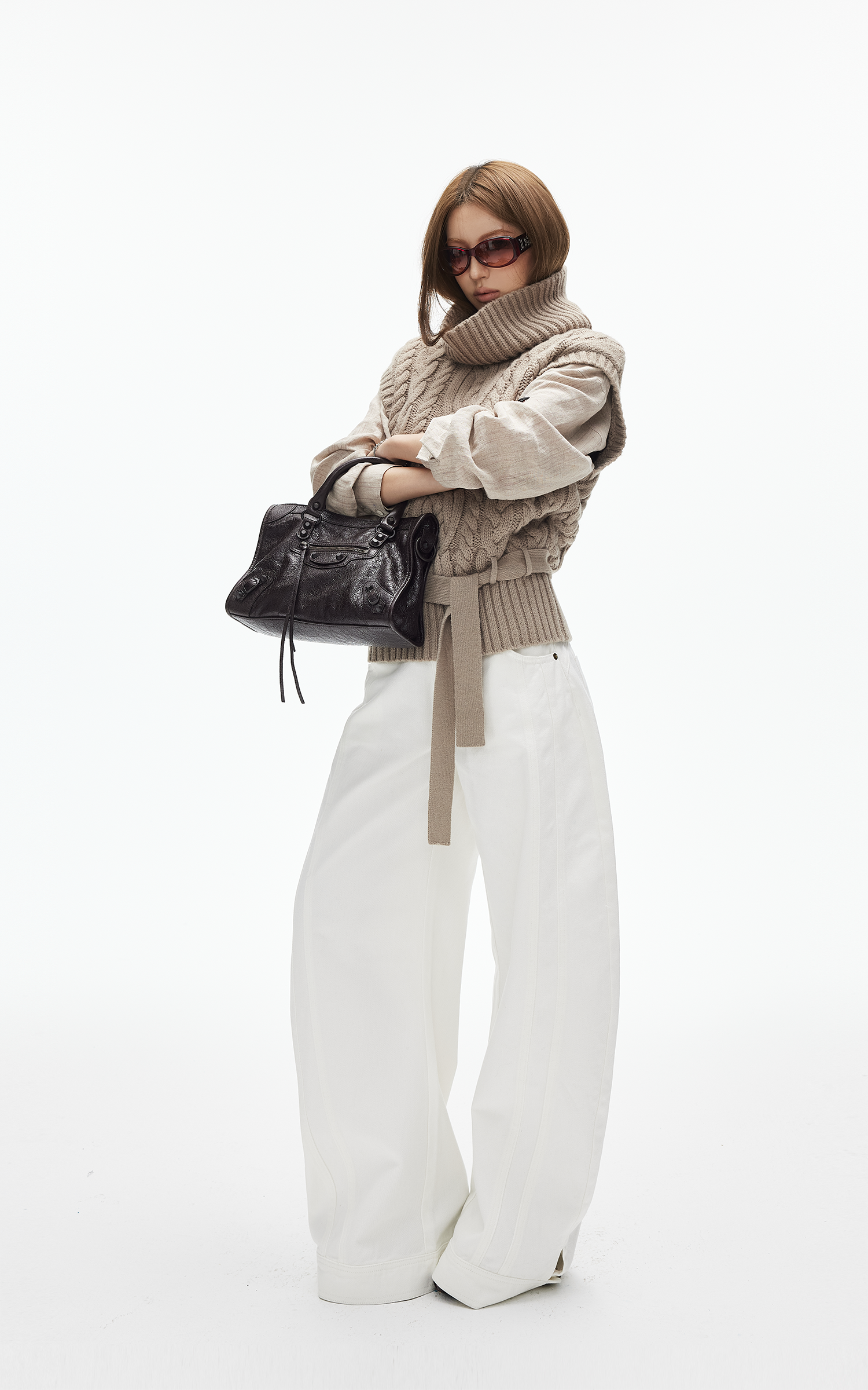 IAMXIAA Wide Leg Structured Denim Pants