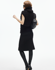 IAMXIAA Wool-Like High Waist Fishtail Midi Skirt with Raw Edge Hem
