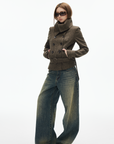 IAMXIAA Jean en denim à jambe large effet vintage
