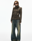 IAMXIAA Jean en denim à jambe large effet vintage