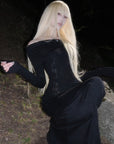Rase le sol Off-Shoulder Fitted Knit Evening Dress