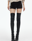 IAMXIAA High Waist Button Detail Mini Shorts in Black