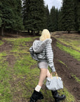 Rase le sol Striped Faux Raccoon Fur Hooded Cropped Sweatshirt