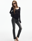 IAMXIAA Grommet Detail Fitted Knit Top
