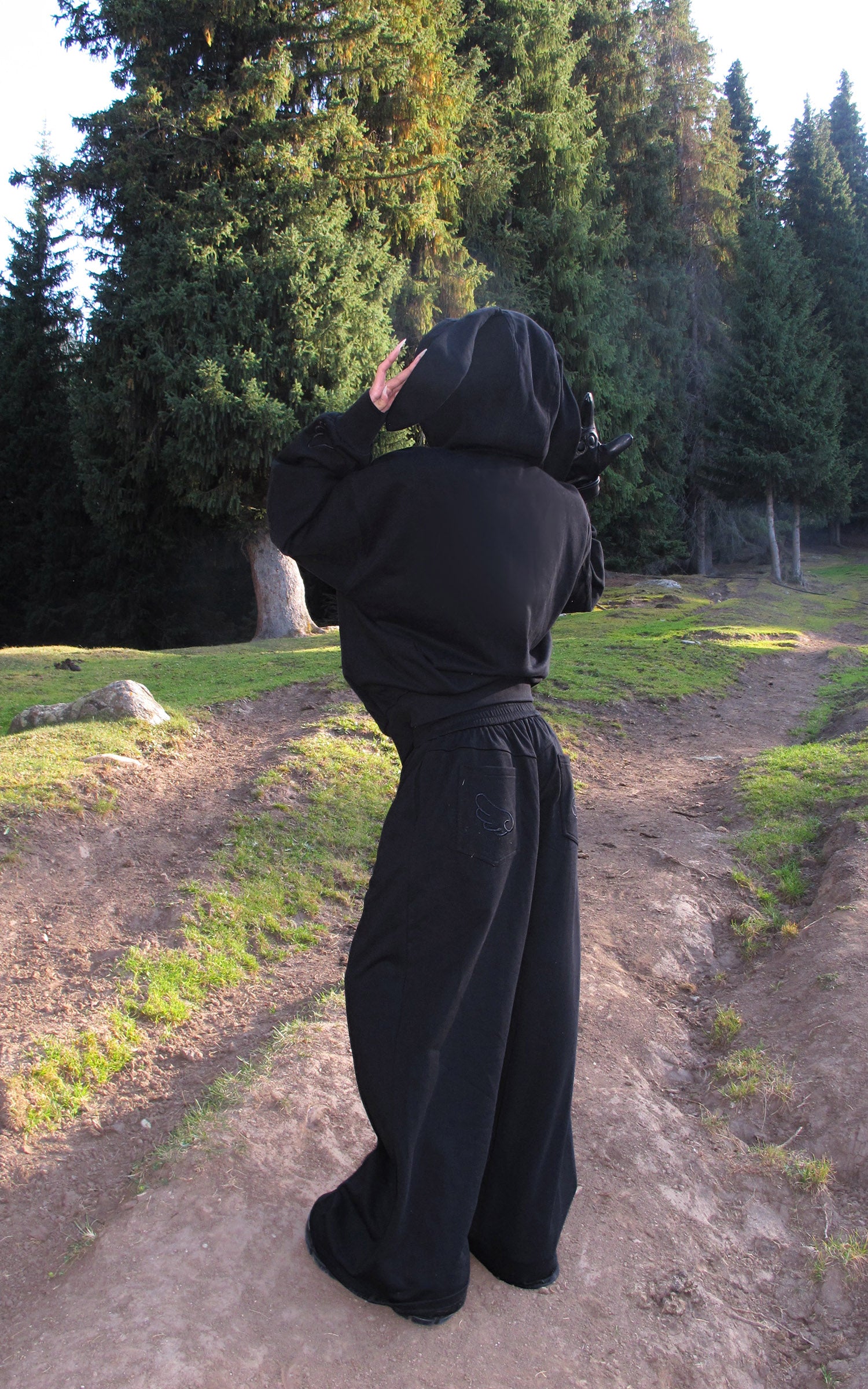Rase le sol Bunny Ear Hoodie and Wide-Leg Sweatpants Set