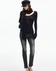 IAMXIAA Grommet Detail Fitted Knit Top