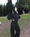 Rase le sol Bunny Ear Hoodie and Wide-Leg Sweatpants Set