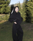 Rase le sol Bunny Ear Hoodie and Wide-Leg Sweatpants Set