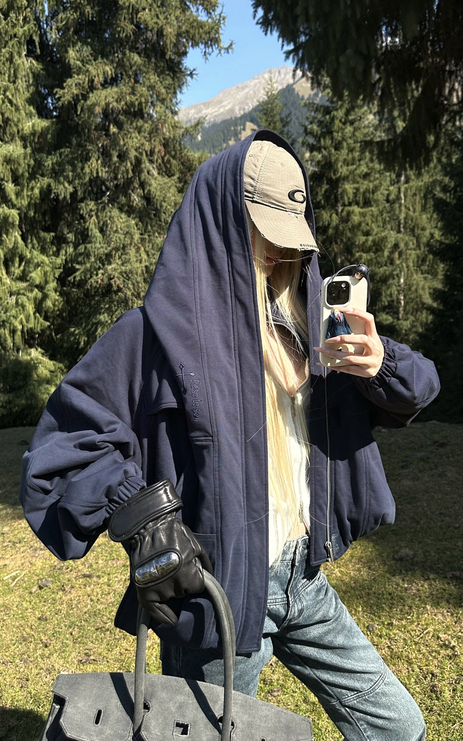 Rase le sol Sculptural Oversized Hoodie with Structured Drape