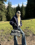 Rase le sol Paneled Flared Cargo Denim Pants