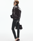 IAMXIAA Faux Leather Belted Jacket