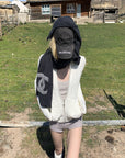 Rase le sol High Neck Cable Knit Cardigan with Sculpted Fit and Cross Zipper Detail