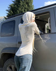 Rase le sol Fitted Long Sleeve Hooded Tee with Sketch Wing Motif