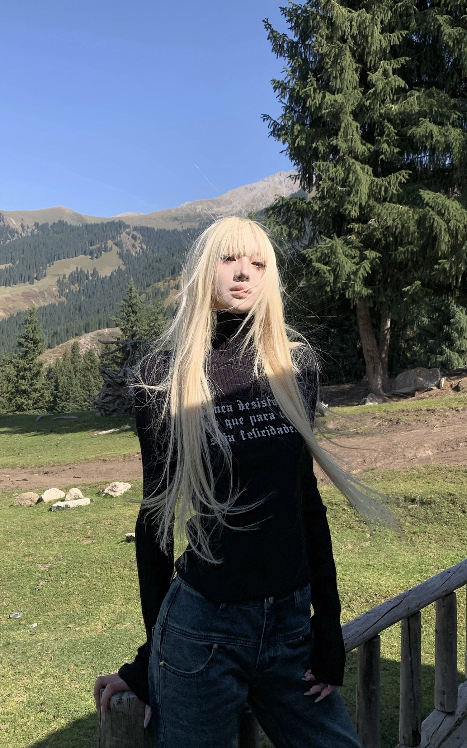 Rase le sol Gothic Letter Ribbed Turtleneck Knit
