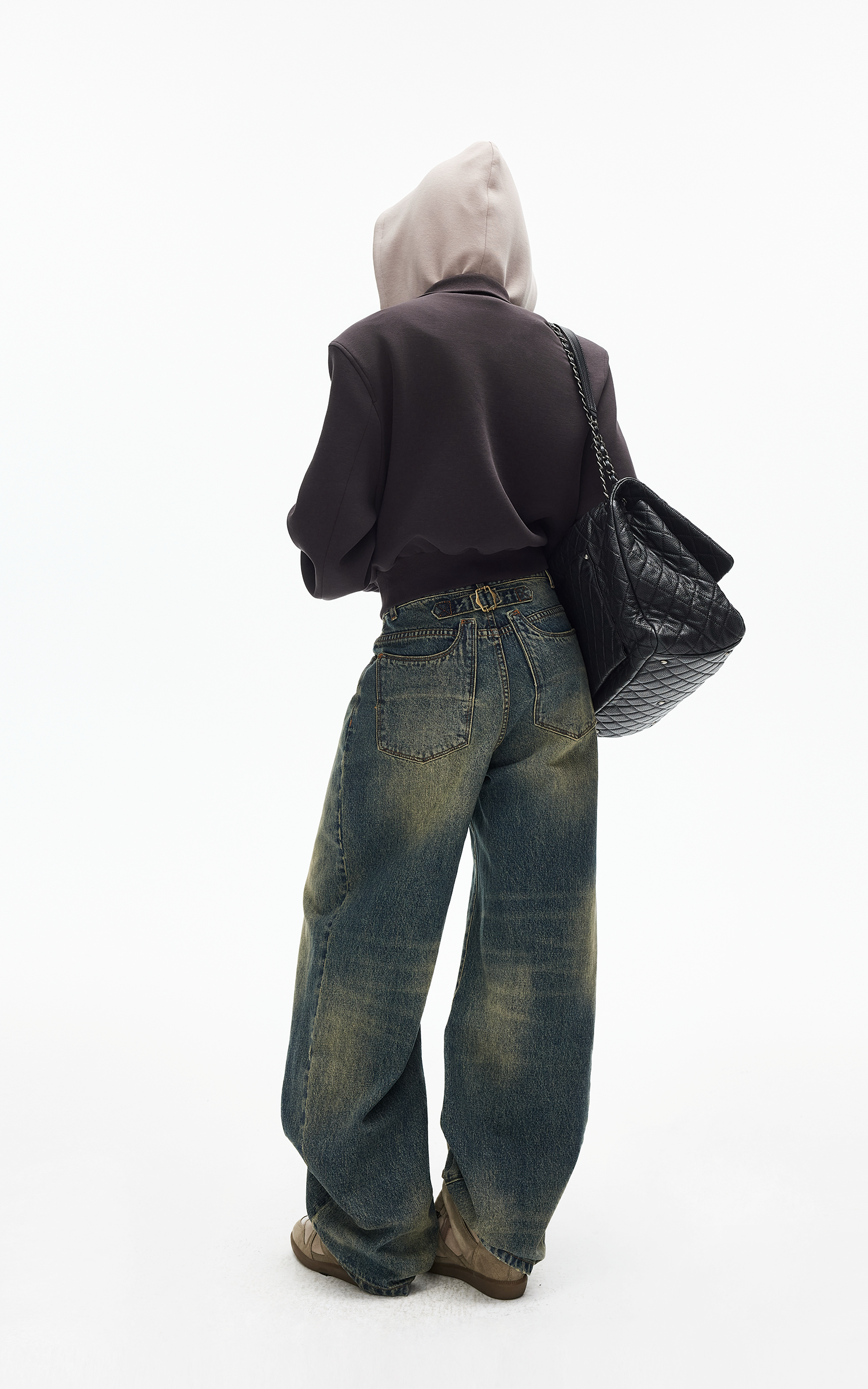IAMXIAA Jean en denim à jambe large effet vintage