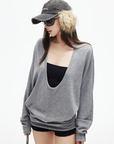 IAMXIAA Deep V Batwing Knit Top